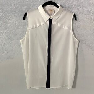 Collective Concepts Sleeveless White Blouse with Black Trim Size L / Preowned